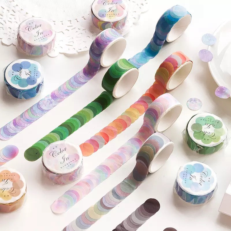 Etiquetas circulares de colores Washi Tape